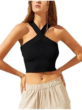 Anthropologie House of Harlow 1960 Women's Criss Cross Top Black Size Medium